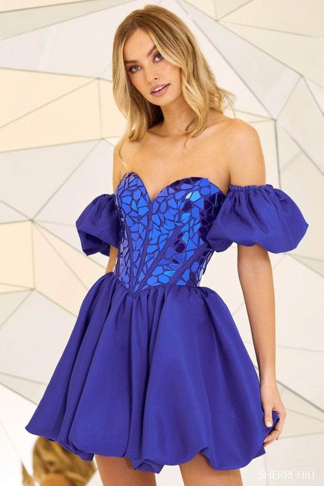 Sherri Hill 55220 - Off-Shoulder Corset Cocktail Dress Special Occasion Dress