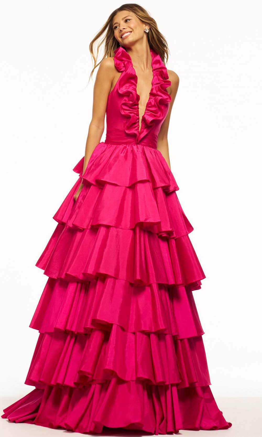 Sherri Hill 56013 - Plunging V-Neck Gown Special Occasion Dress 000 / Bright Fuchsia