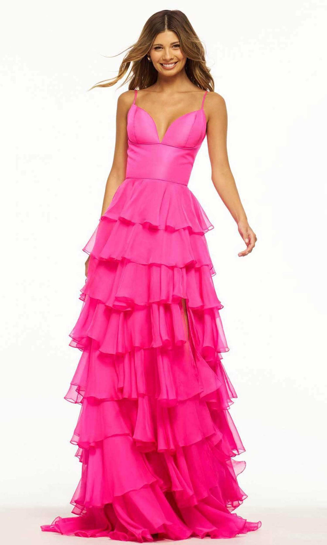 Sherri Hill 56108 - Ruffle High Slit Gown