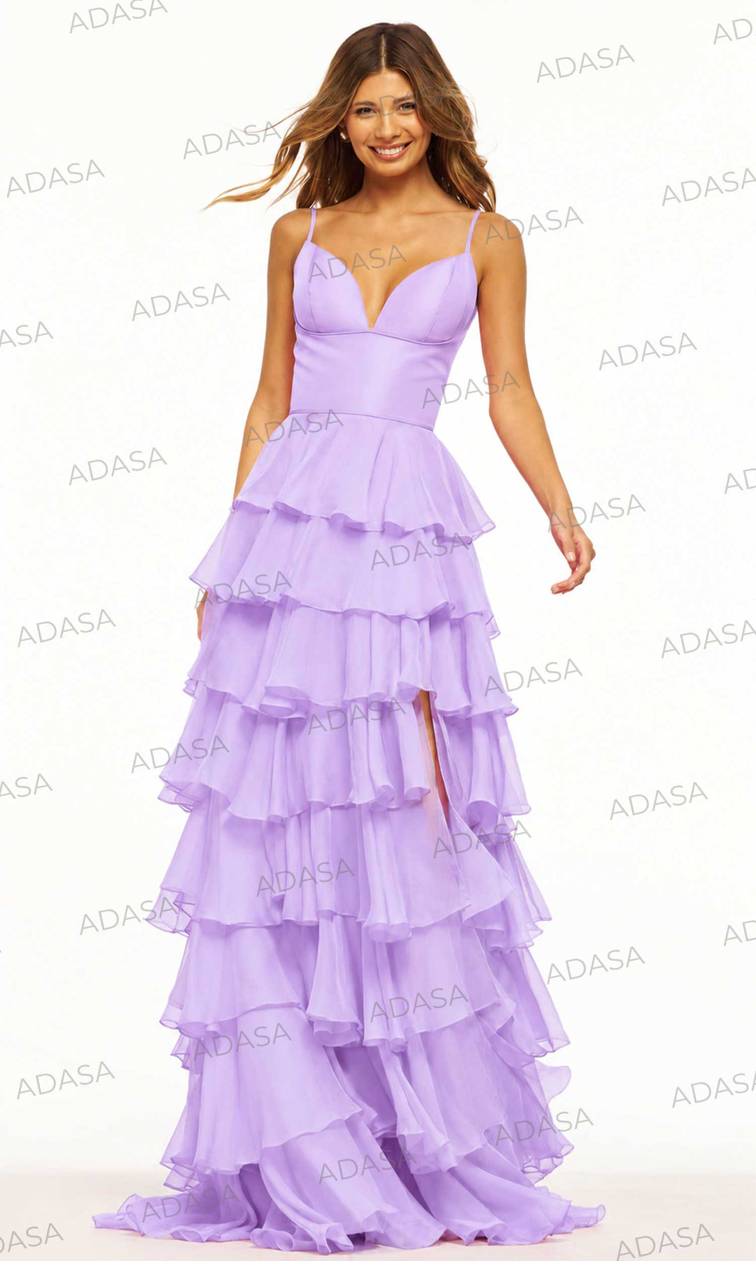 Sherri Hill 56108 - Ruffle High Slit Gown