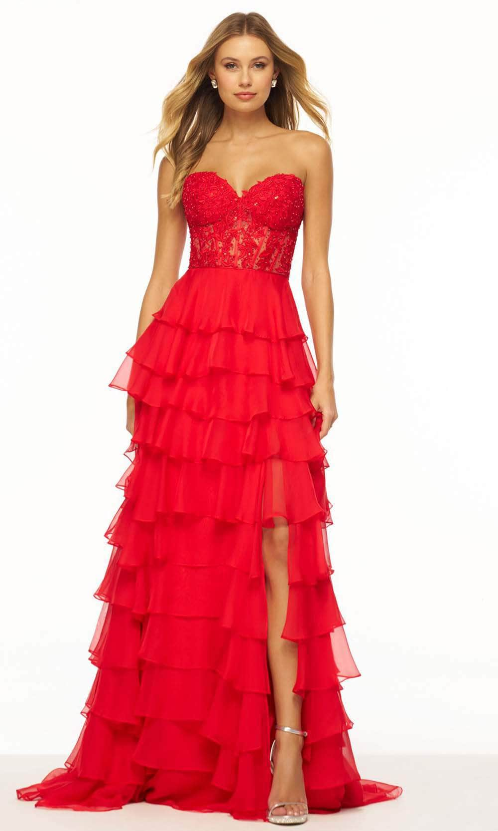 Sherri Hill 56162 - Strapless Corset A-Line Gown Prom Dresses 000 / Red