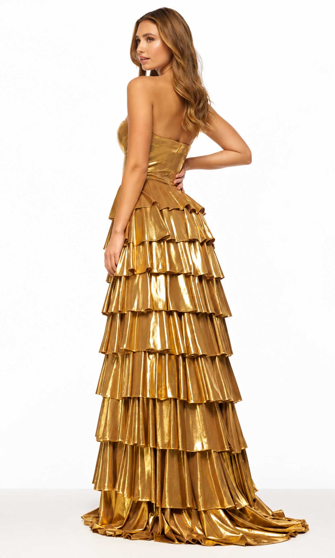 Sherri Hill 56232 - Metallic Ruffled A-Line Prom Gown