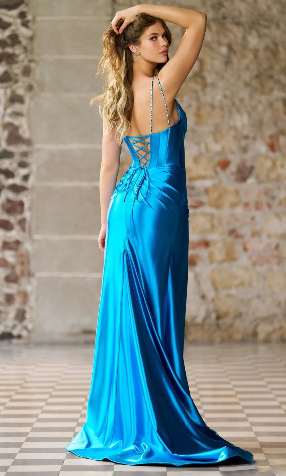 sherri hill blue satin dress Sherri Hill 57615