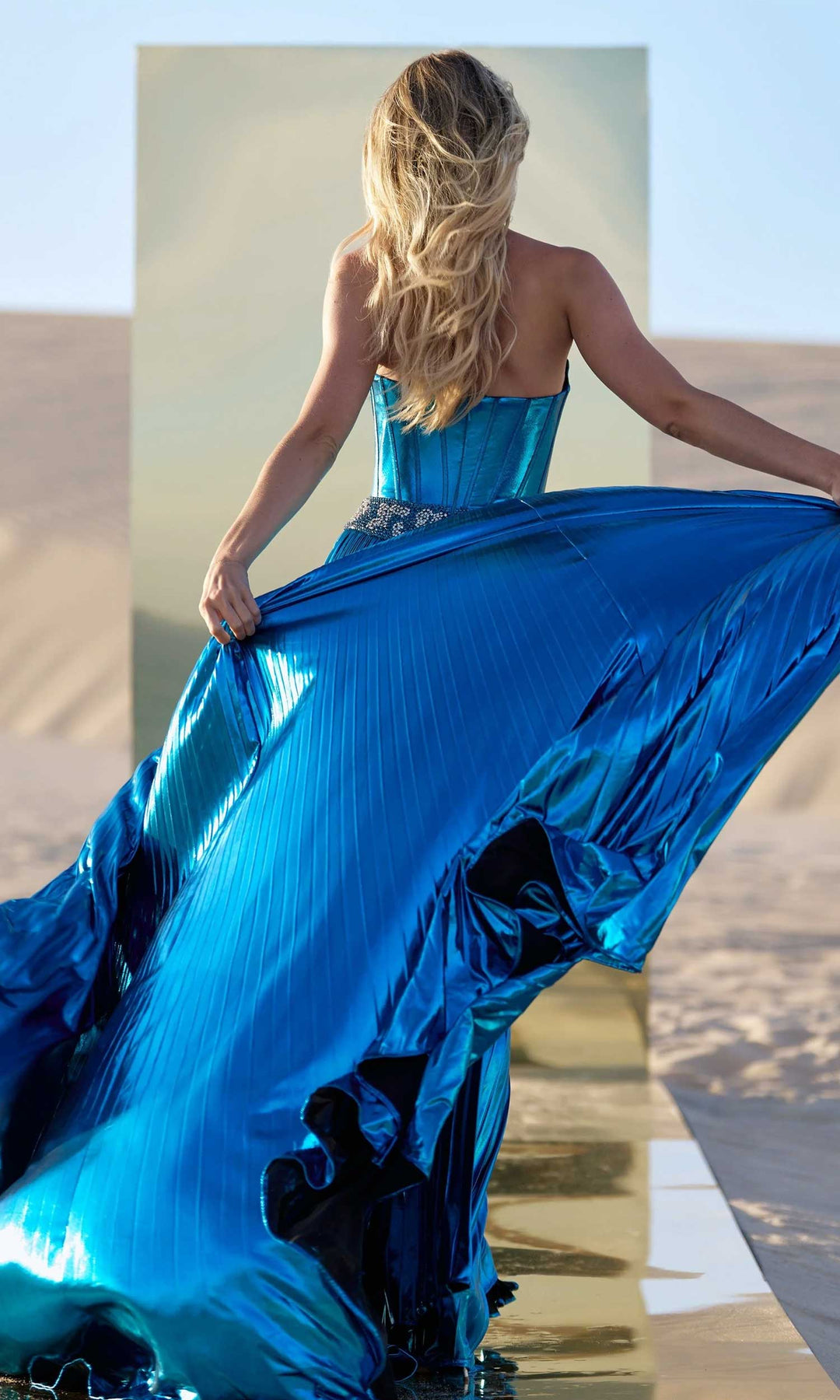 Sherri Hill 56522 - Pleated Metallic A-Line Dress