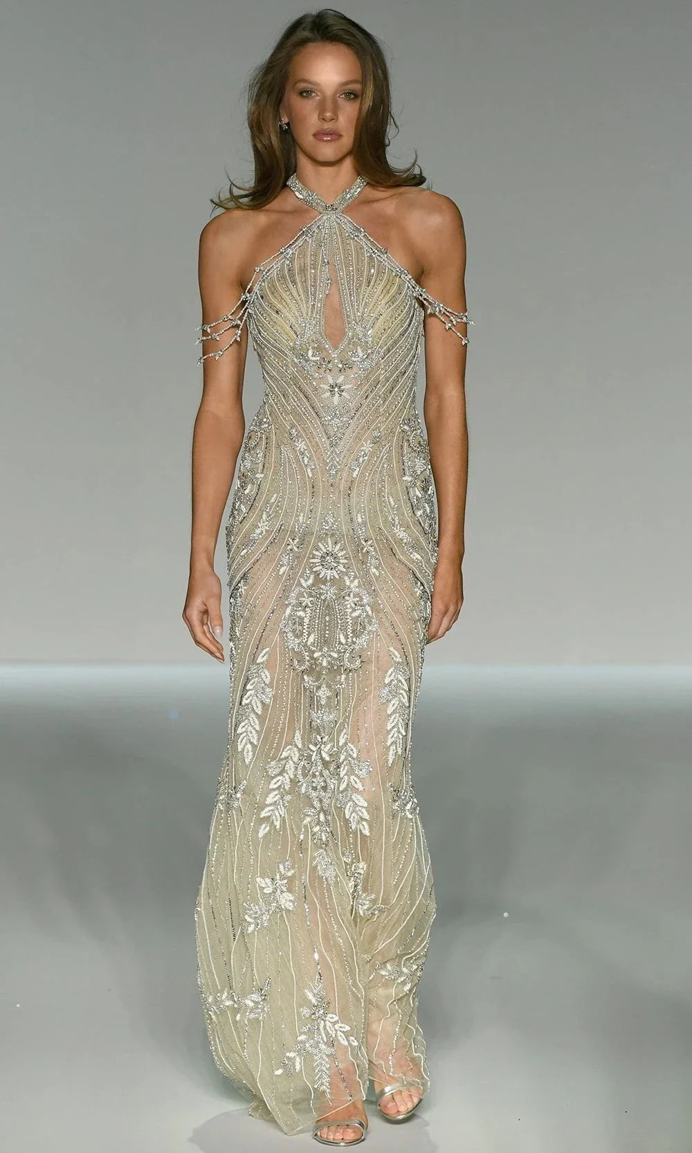 Sherri Hill 56555 - Floral Beaded Halter Evening Gown Prom Dresses