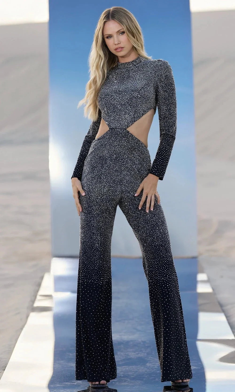 Sherri Hill 56608 - Dazzling Beaded High Neck Jumpsuit Formal Pantsuits