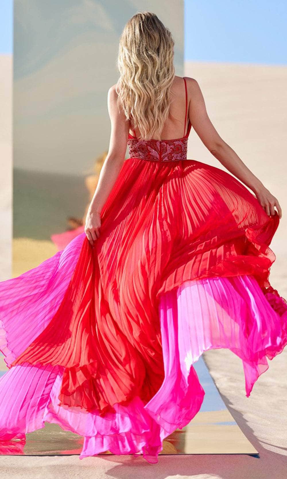 Sherri Hill 56700 - Long Chiffon A-Line Dress - Sleeveless, Beaded Waistband, Pleated Bodice, Flowing A-Line Skirt ADASA Sherri Hill 56700 - Long Chiffon A-Line Dress - Sleeveless, Beaded Waistband, Pleated Bodice, Flowing A-Line Skirt ADASA