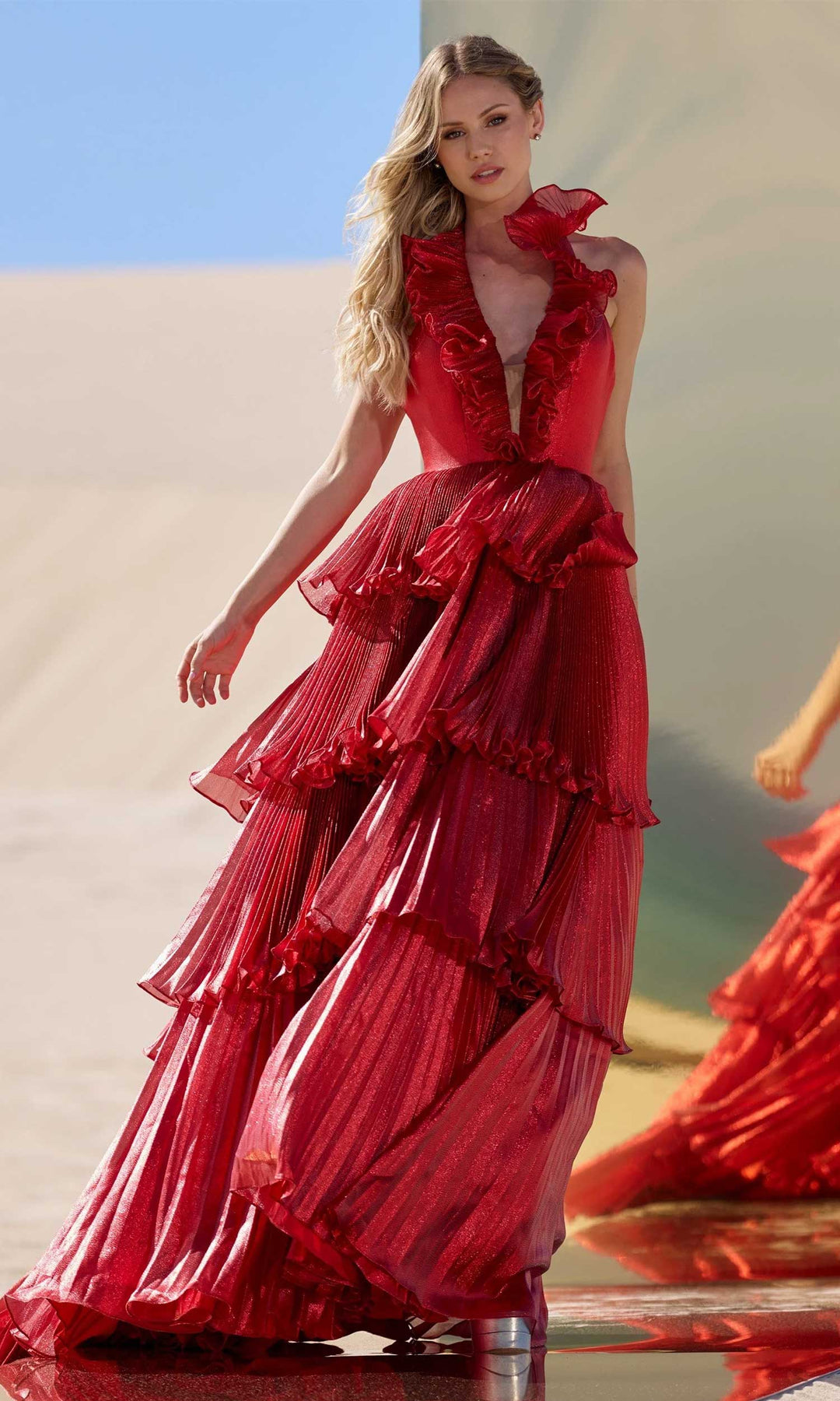 Sherri Hill 56801 - Dramatic Pleated A-Line Gown with Ruffles