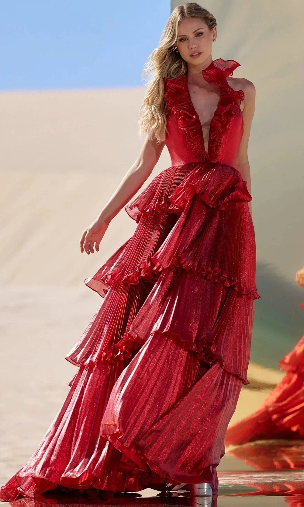 Sherri Hill 56801 - Dramatic Pleated A-Line Gown with Ruffles Sherri Hill 56801 - Dramatic Pleated A-Line Gown with Ruffles
