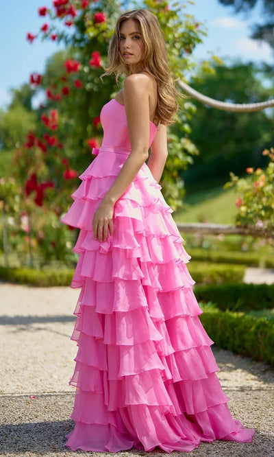 Sherri Hill 56867 - Layered Ruffle Gown with Bow Accent Evening Dresses