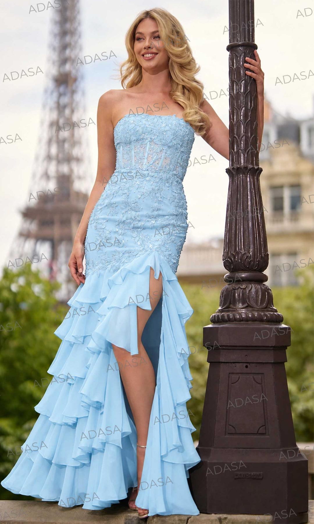 Sherri Hill 56869 - Straight Neckline Ruffle Gown