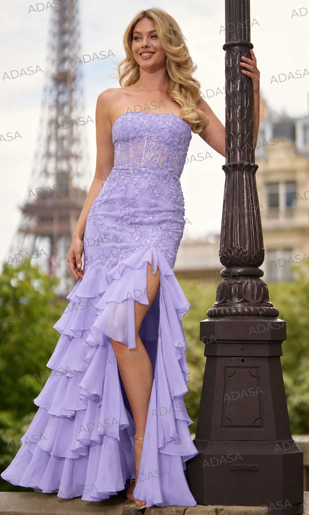Sherri Hill 56869 - Straight Neckline Ruffle Gown