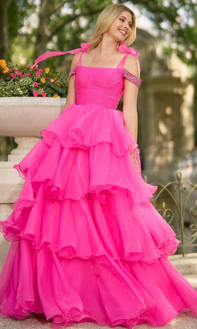 Sherri Hill 56927 - Square Neck Layered Evening Gown Prom Dresses