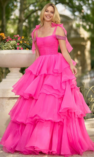 Sherri Hill 56927 - Square Neck Layered Evening Gown Prom Dresses