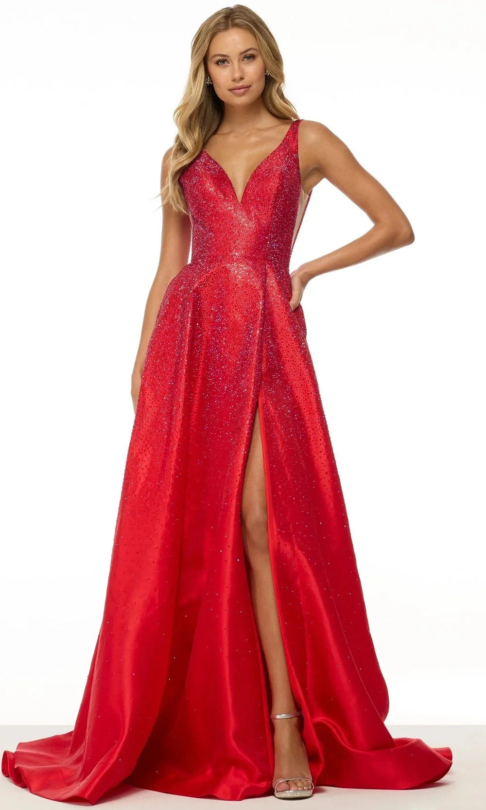 Sherri Hill 56990 - V-Neck Gown with Skirt Slit Prom Dresses