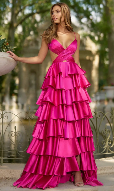 Sherri Hill 57009 - Crisscross V-Neck Ruffle Evening Gown Prom Dresses