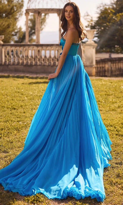 Sherri Hill 57028 - Chic High-Slit Pleated A-Line Gown Prom Dresses