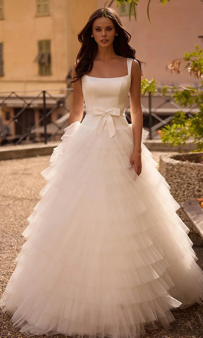 Sherri Hill 57117 - Classic Scoop Neck Layered Gown Wedding Dresses
