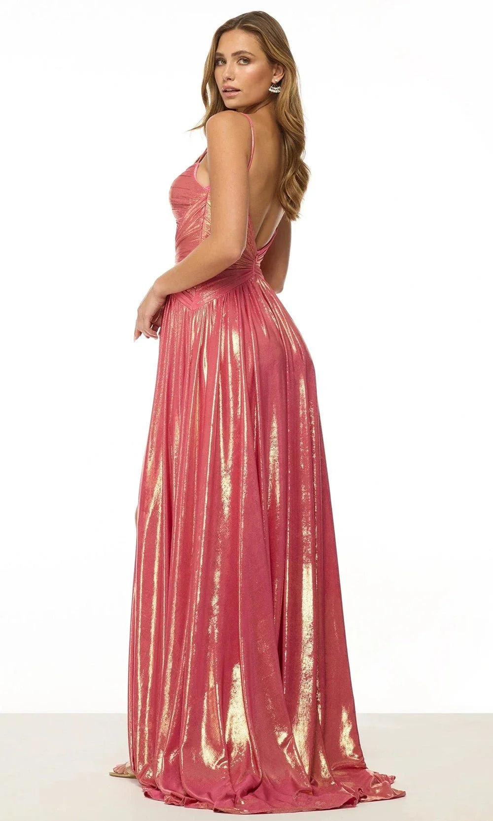 Sherri Hill 57167 - Spaghetti Strap Ruched Metallic Dress Prom Dresses