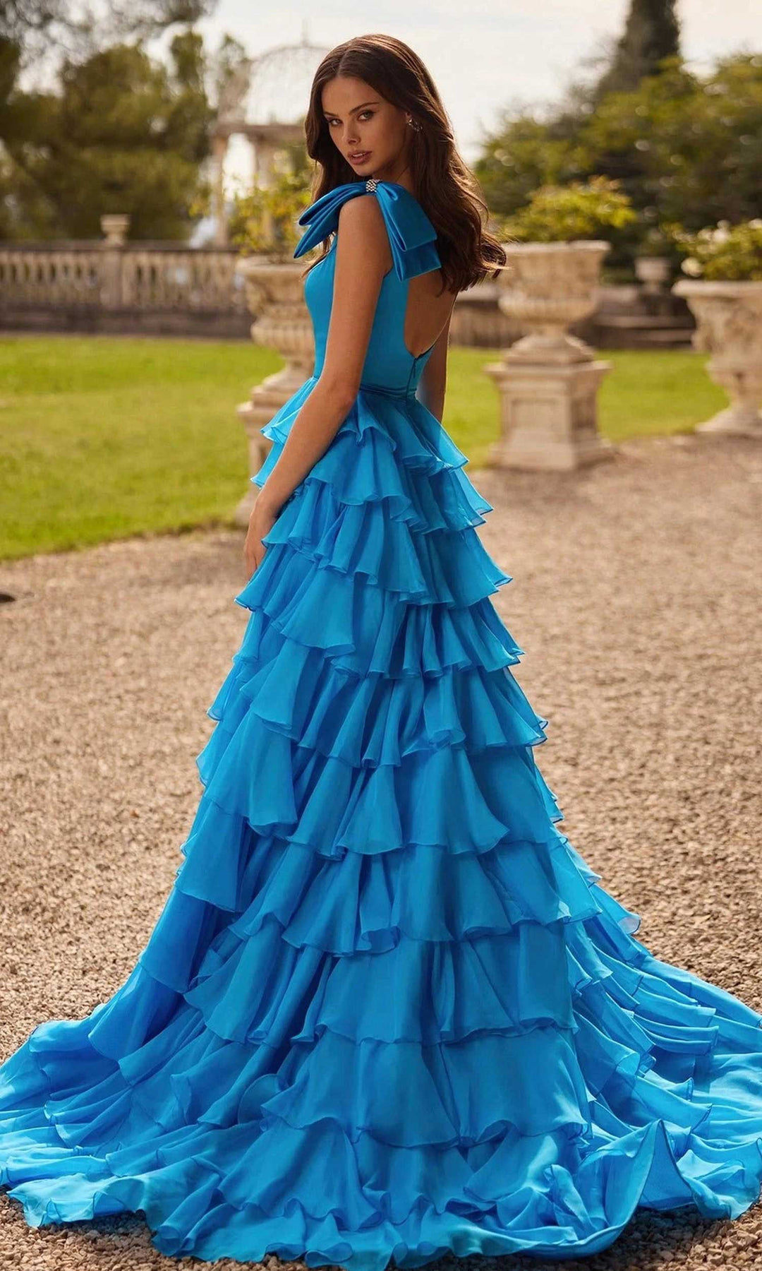 Sherri Hill 57215 - Elegant Square Neck Tiered Ruffle Gown