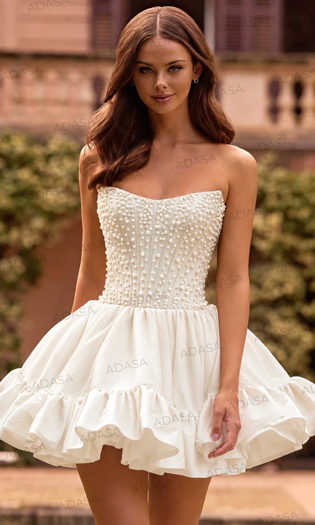 Sherri Hill 57291 - Ruffled Hem Strapless Beaded Dress