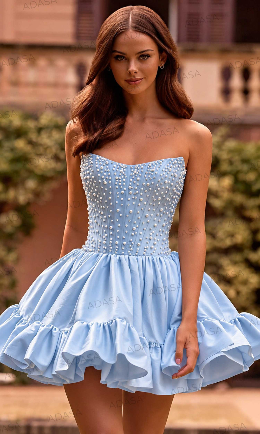 Sherri Hill 57291 - Ruffled Hem Strapless Beaded Dress
