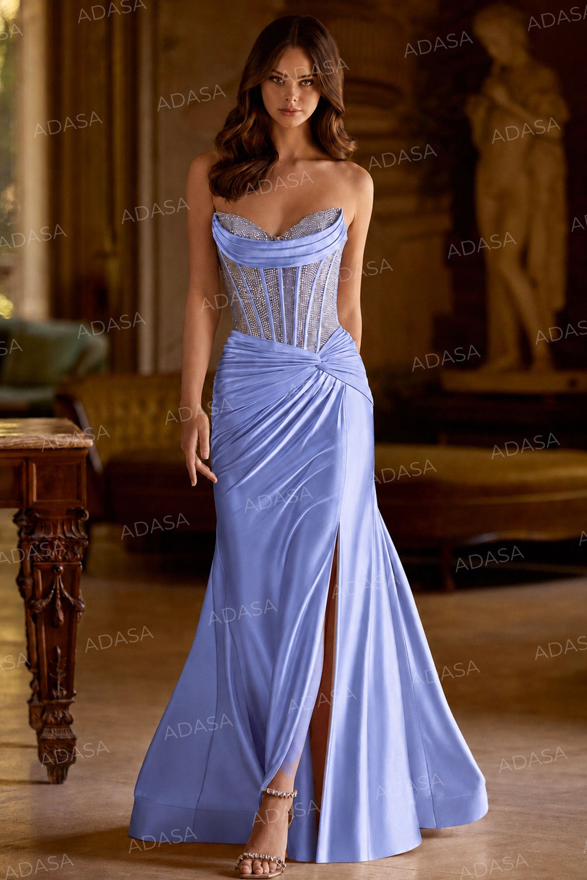 Sherri Hill 57473 - Sweetheart Ruched Knotted Dress with Slit