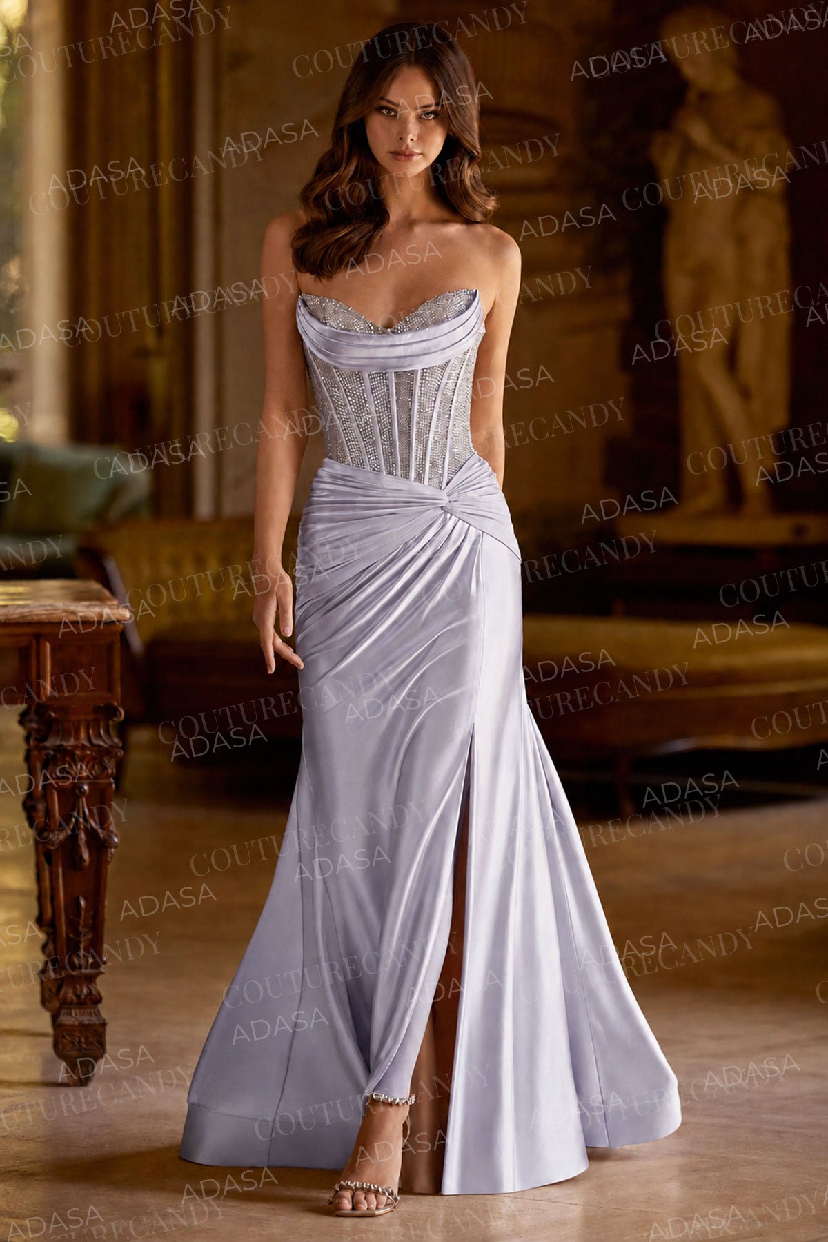 Sherri Hill 57473 - Sweetheart Ruched Knotted Dress with Slit