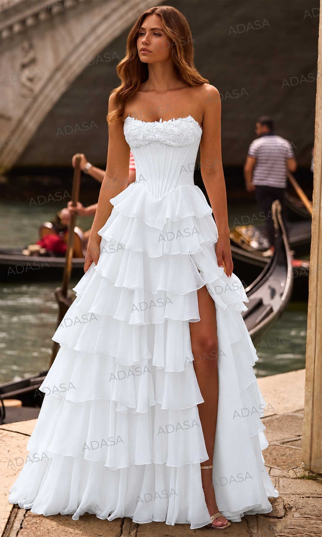 Sherri Hill 57541 - Strapless Scoop Ruffle Chiffon Gown