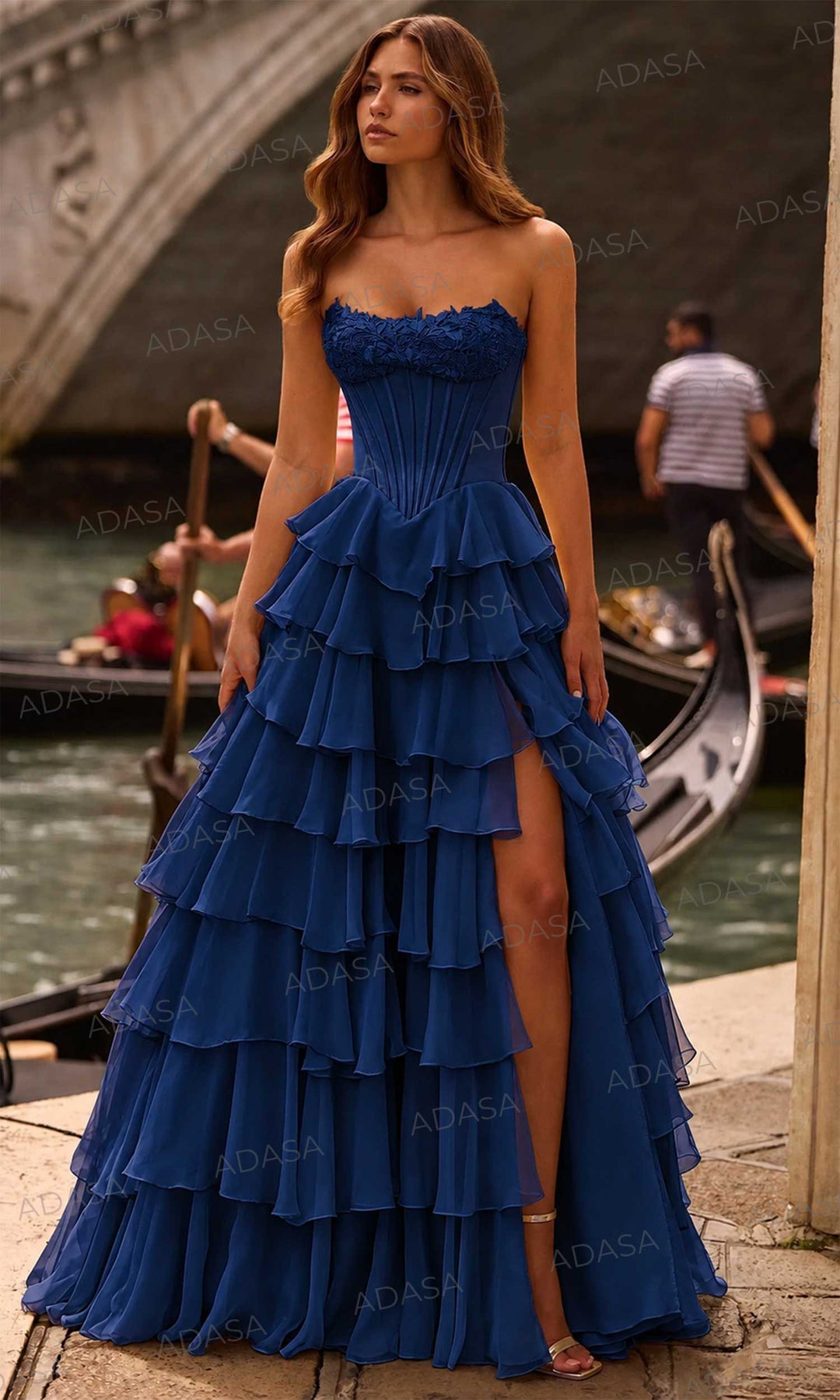 Sherri Hill 57541 - Strapless Scoop Ruffle Chiffon Gown