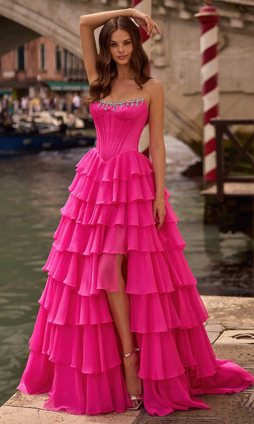 Sherri Hill 57581 - Beaded Trim Scoop Ruffle Ballgown