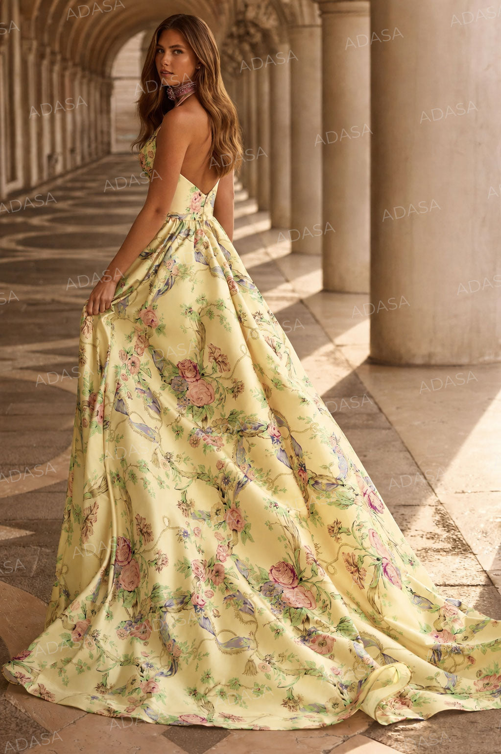 Sherri Hill 57600 - Floral Bodice Halter Neckline Evening Gown