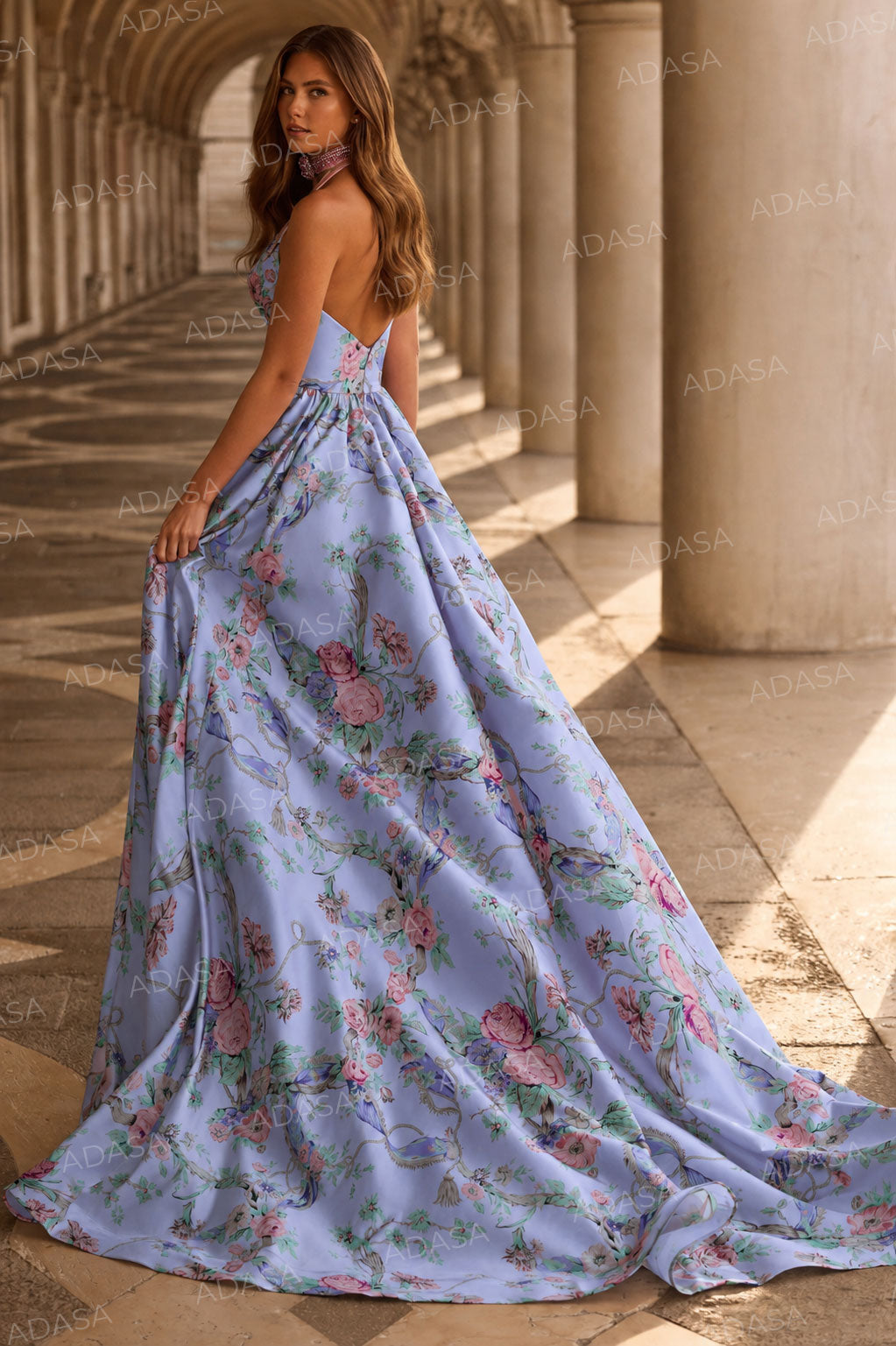 Sherri Hill 57600 - Floral Bodice Halter Neckline Evening Gown