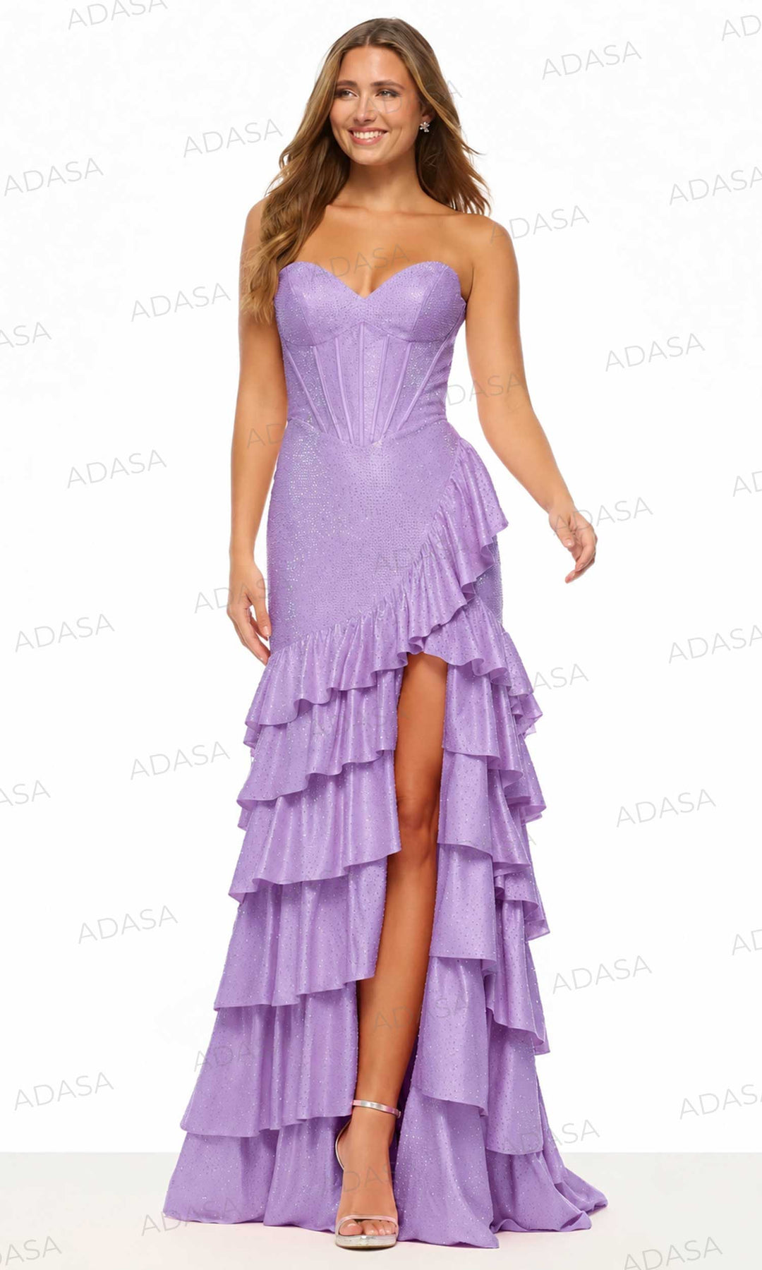 Sherri Hill 57695 - Sweetheart Neck Ruffled Slit Gown