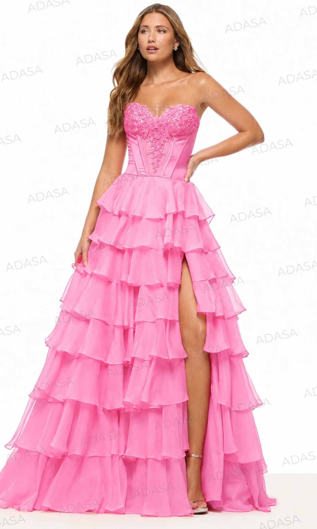 Sherri Hill 57714 - Ruffle Layered Strapless Prom Gown