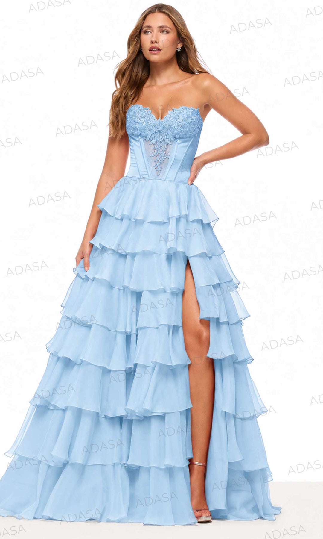 Sherri Hill 57714 - Ruffle Layered Strapless Prom Gown
