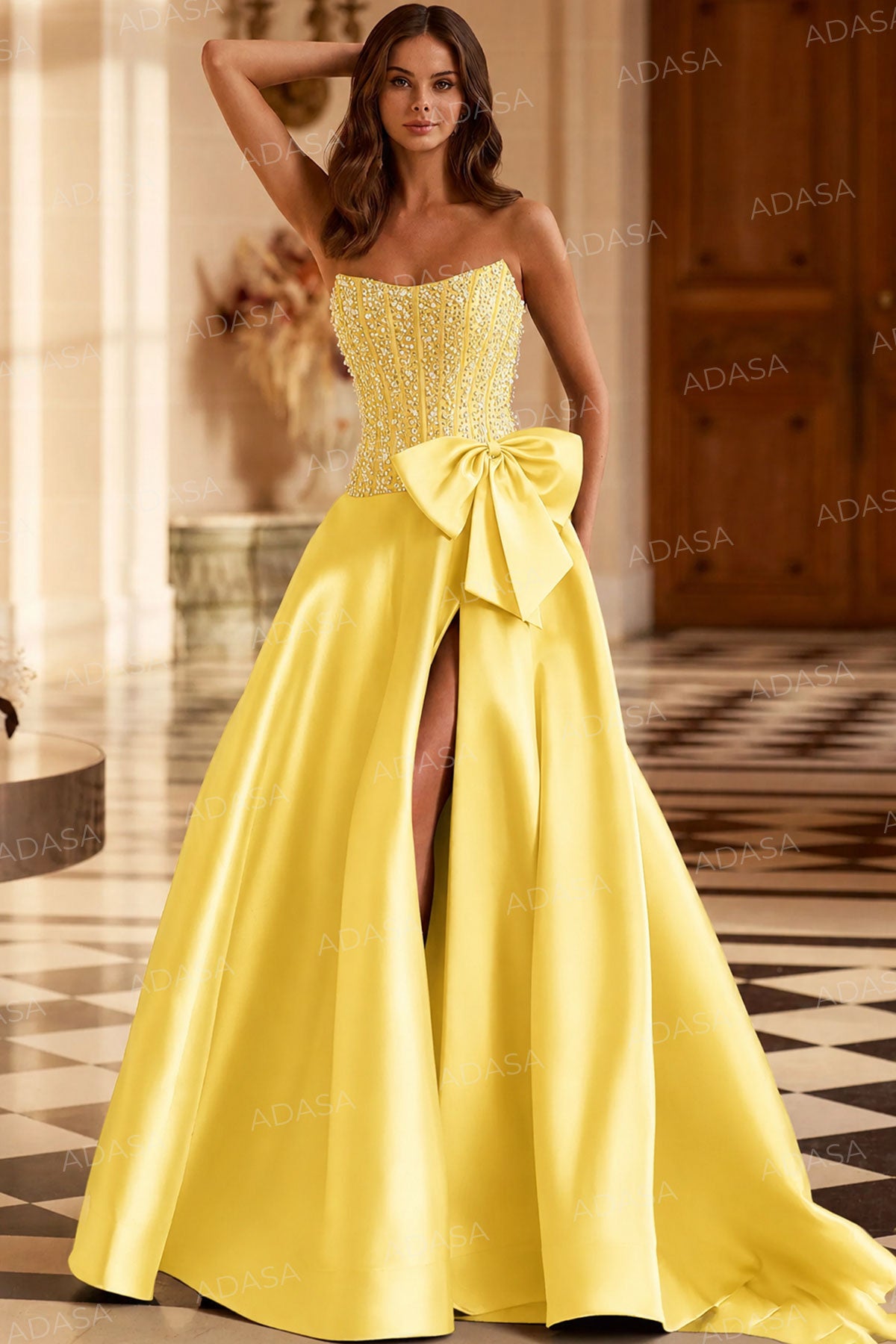 Sherri Hill 58010 - Bow Accent Strapless Embellished Gown