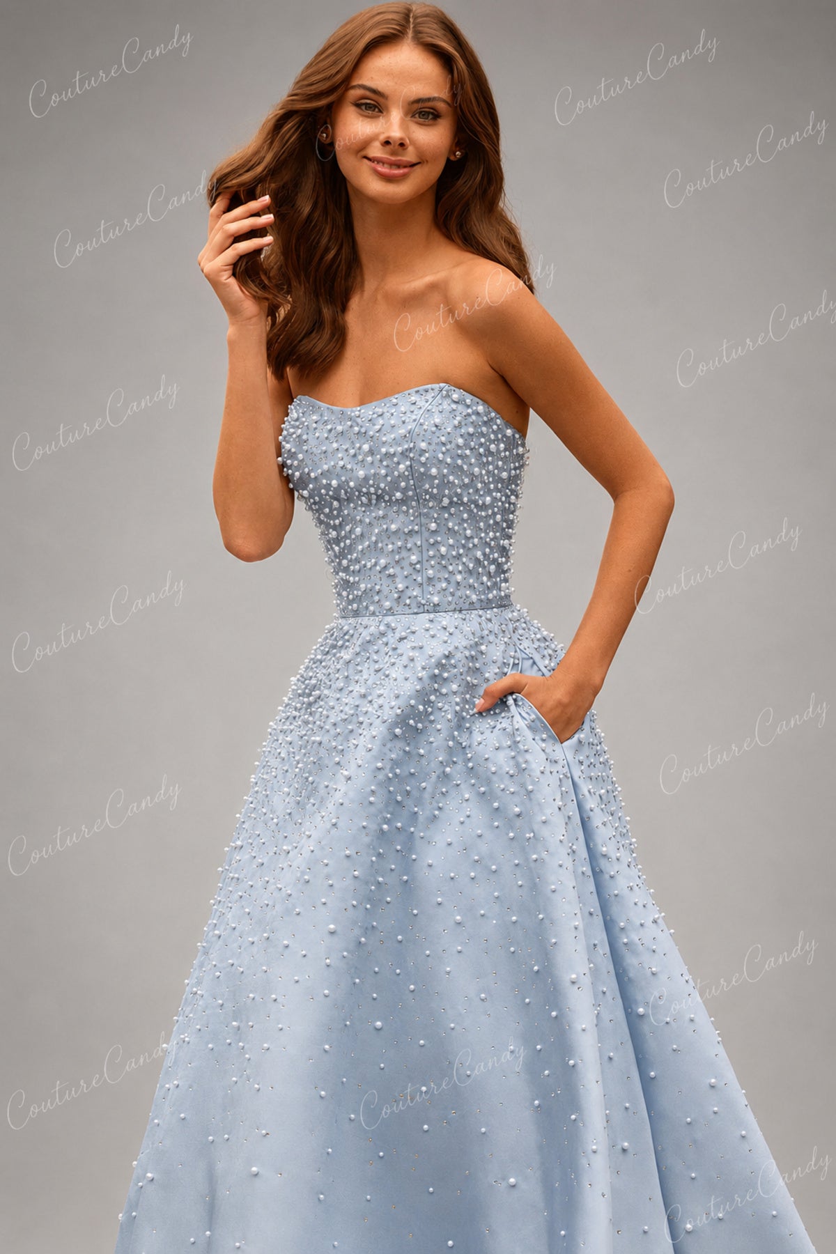 Sherri Hill 58012 - Semi-Sweetheart Pearl Encrusted Evening Gown