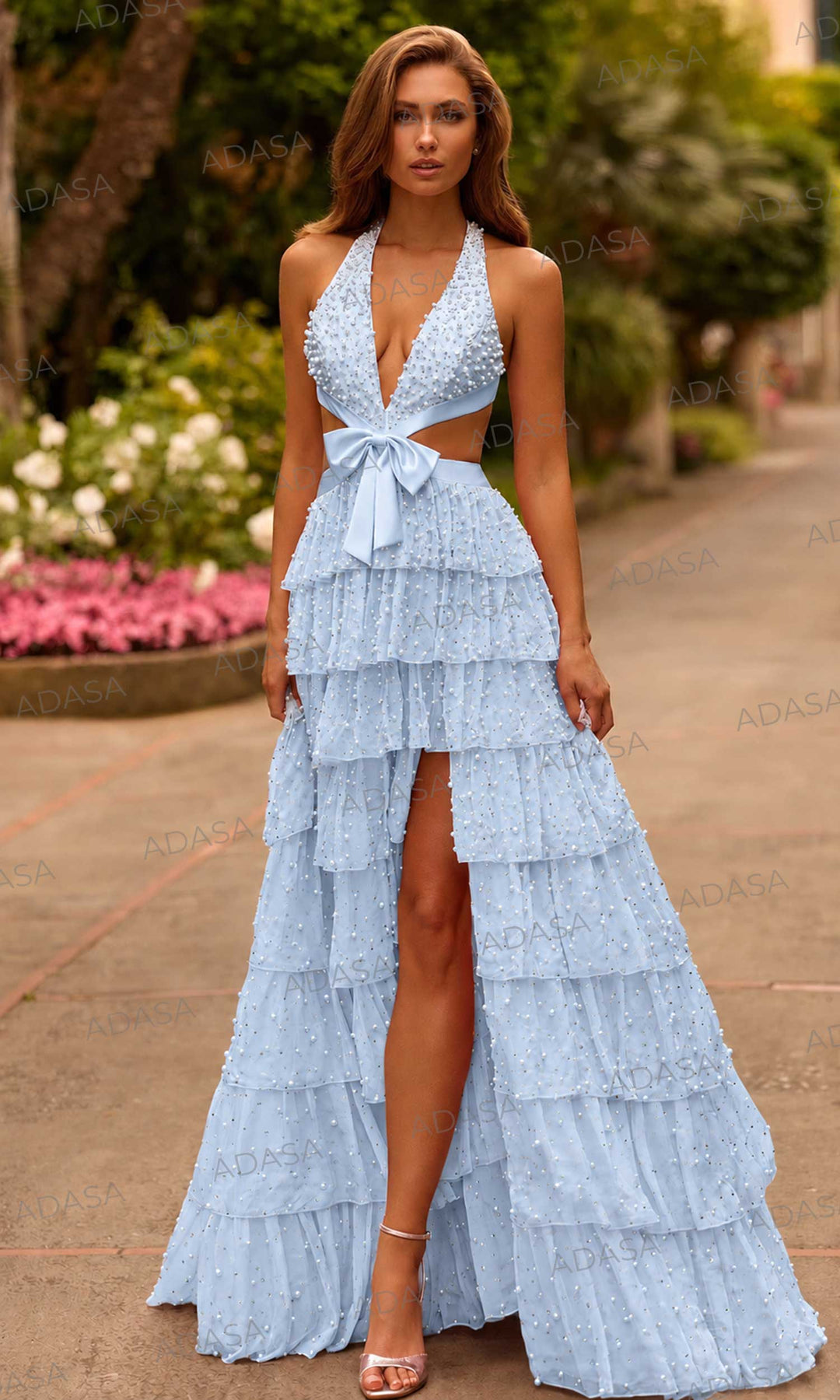 Sherri Hill 58015 - Sleeveless Bow Accent Ruffle Gown