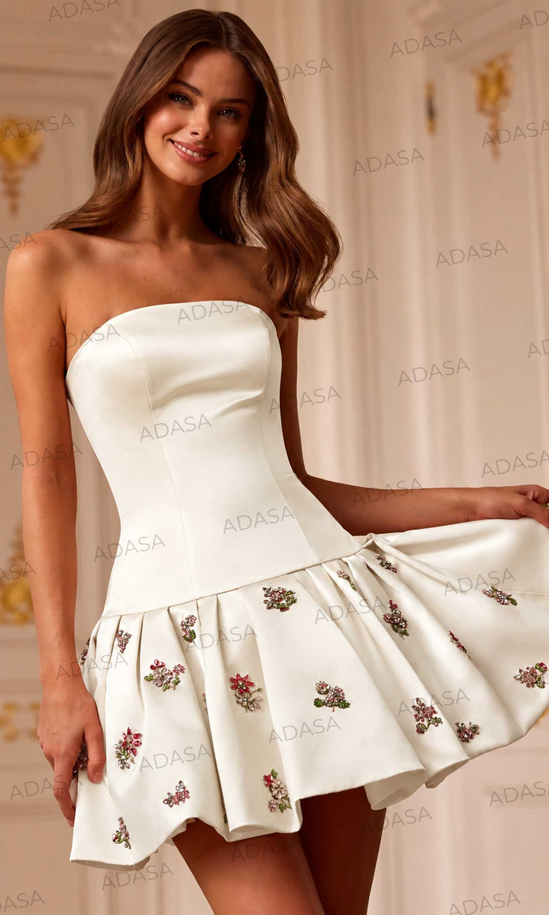 Sherri Hill 58307 - Straight Neckline Pleated A-Line Dress