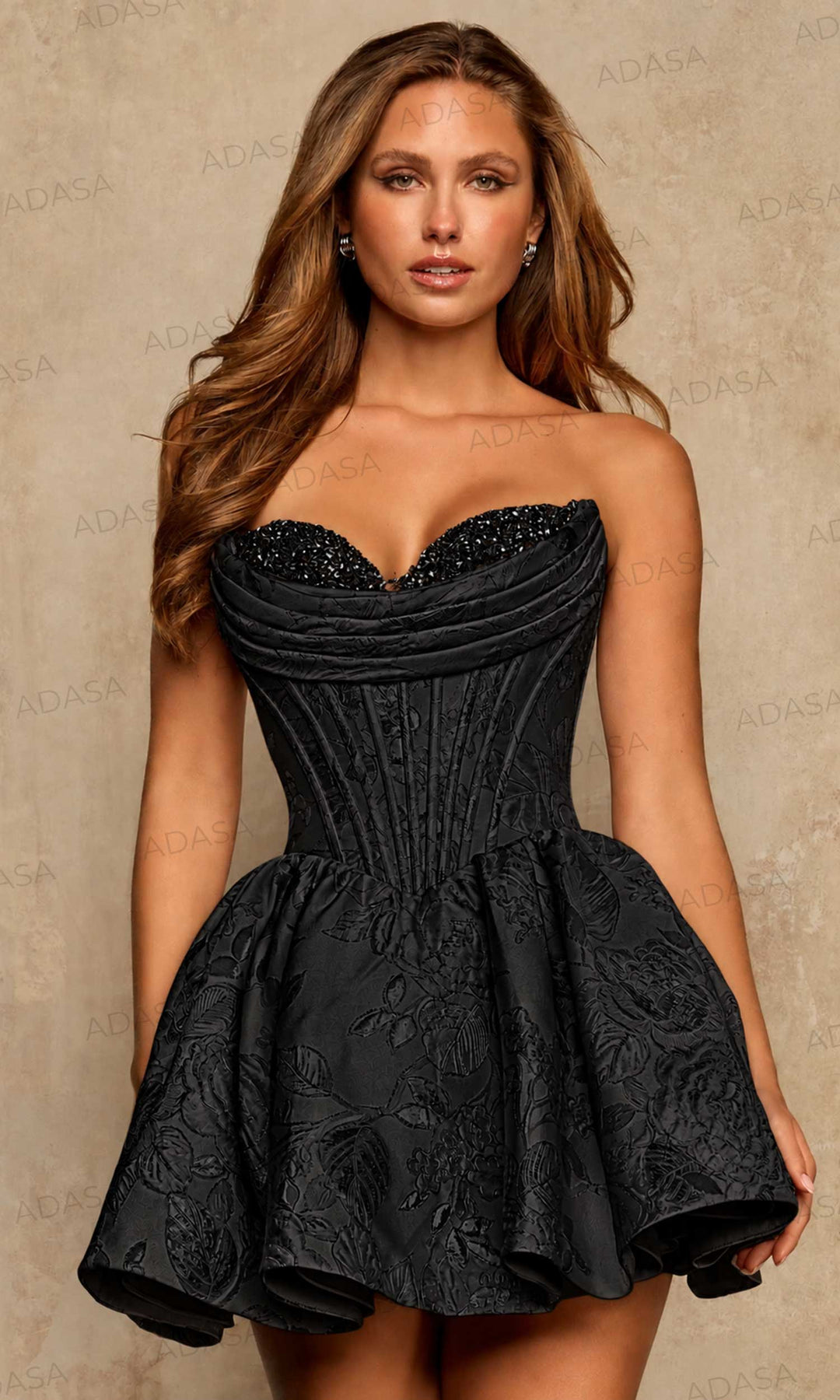 Sherri Hill 58318 - Sweetheart Basque Brocade Mini Dress
