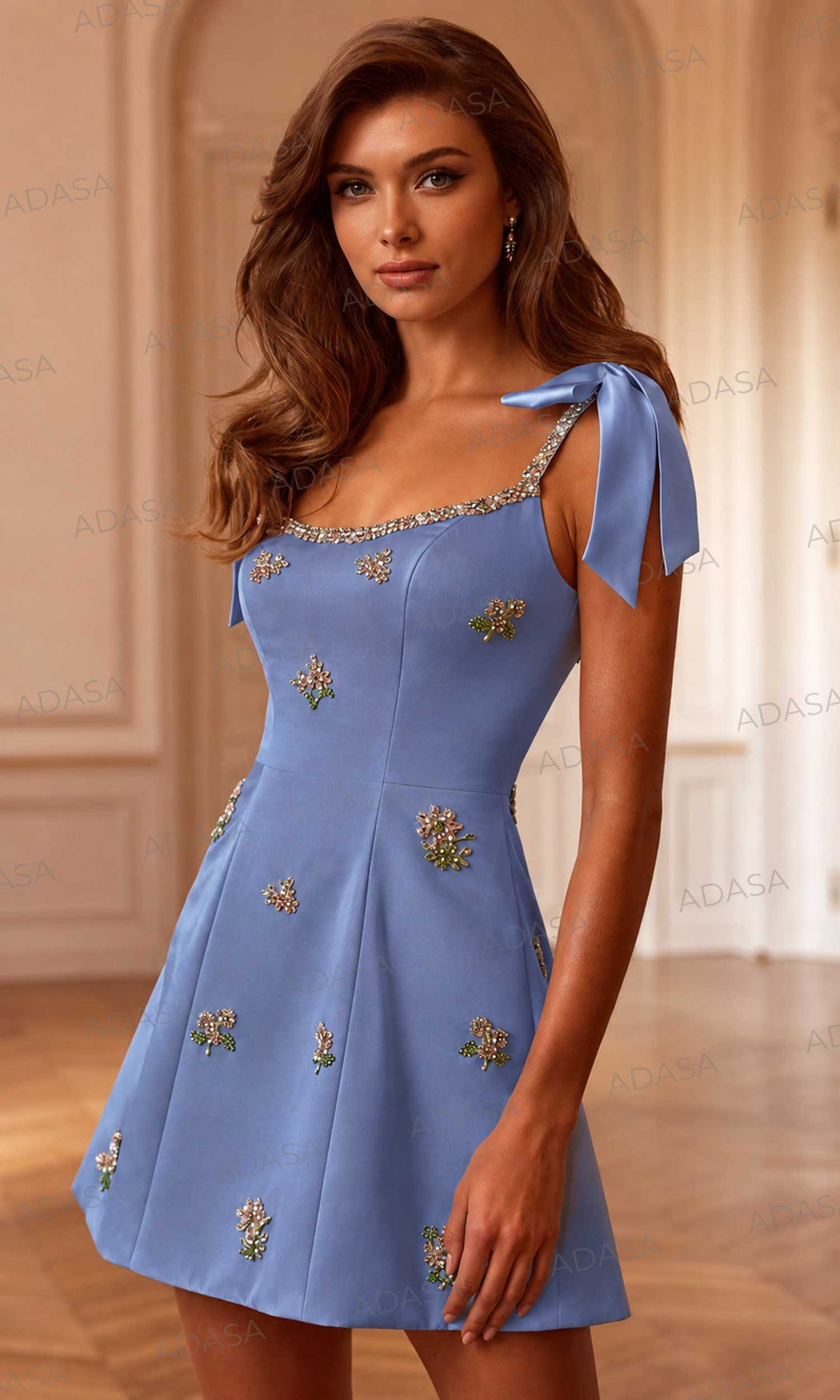 Sherri Hill 58322 - Jeweled Scoop A-Line Satin Dress