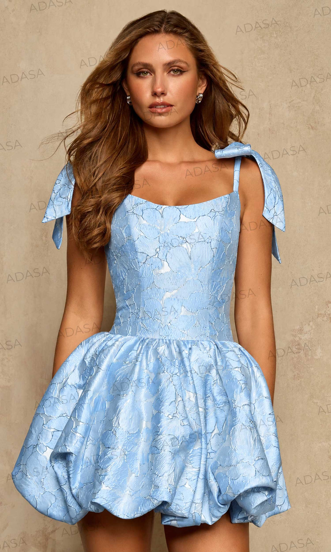 Sherri Hill 58363 - Scoop Neckline Floral Texture Mini Dress