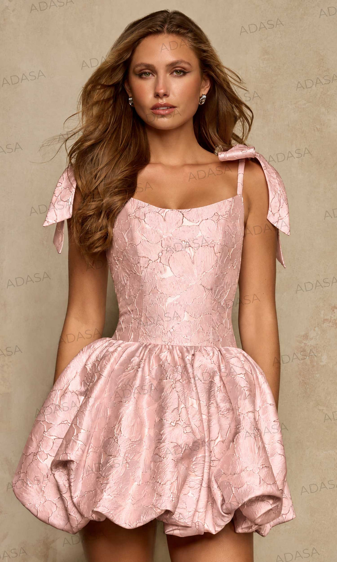 Sherri Hill 58363 - Scoop Neckline Floral Texture Mini Dress