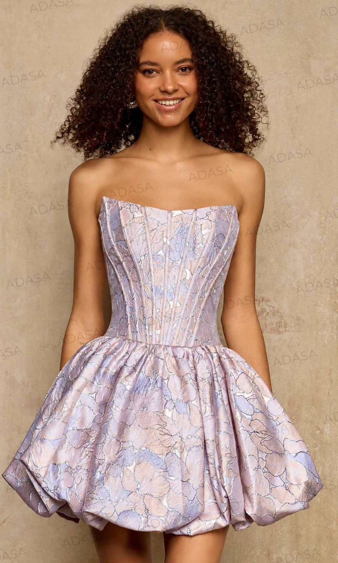 Sherri Hill 58366 - Scoop Neck Floral Dress with Corset Bodice