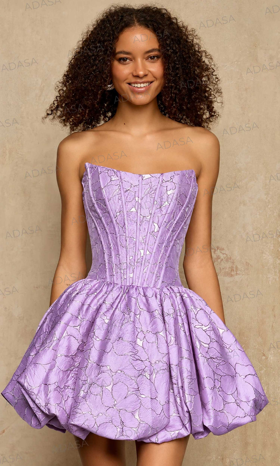 Sherri Hill 58366 - Scoop Neck Floral Dress with Corset Bodice
