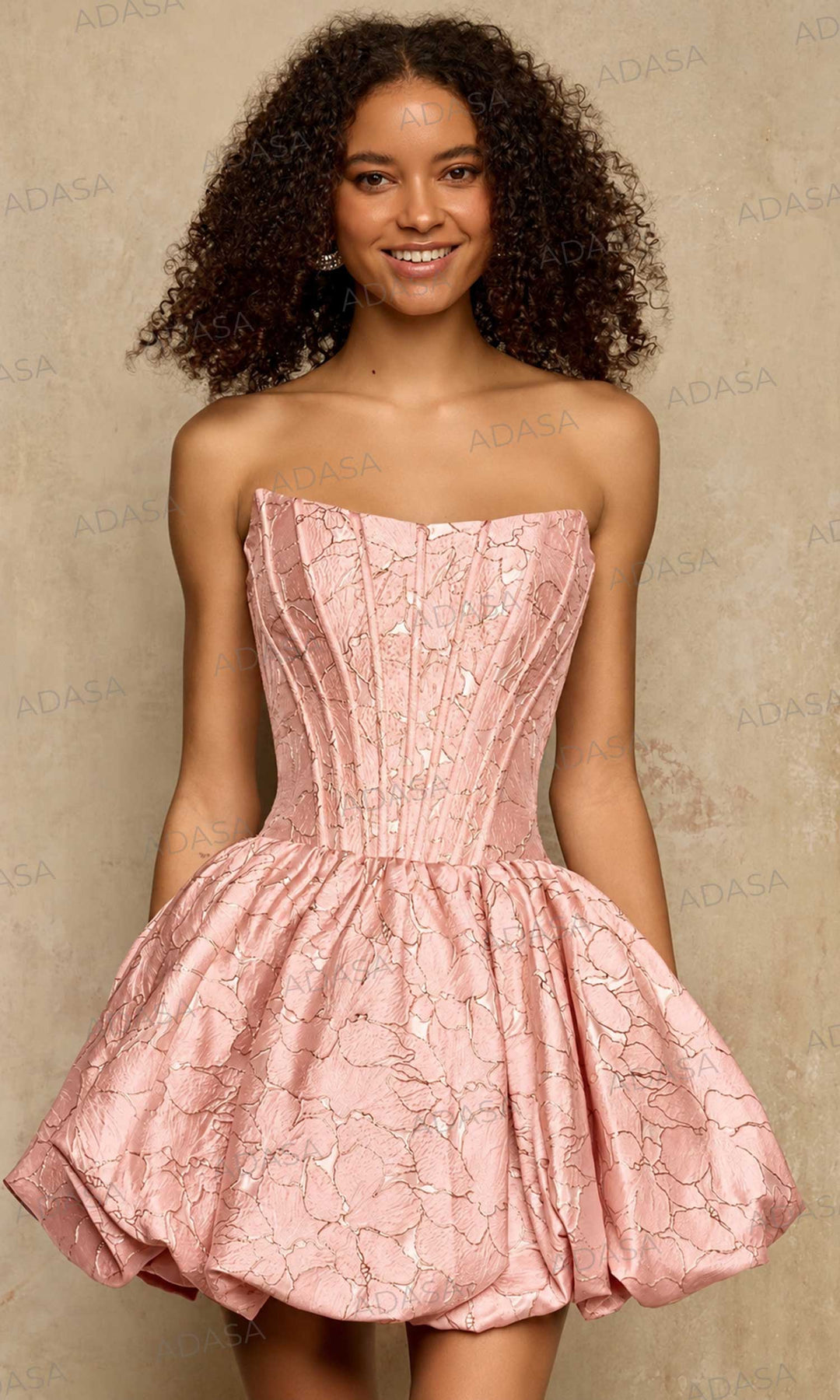 Sherri Hill 58366 - Scoop Neck Floral Dress with Corset Bodice
