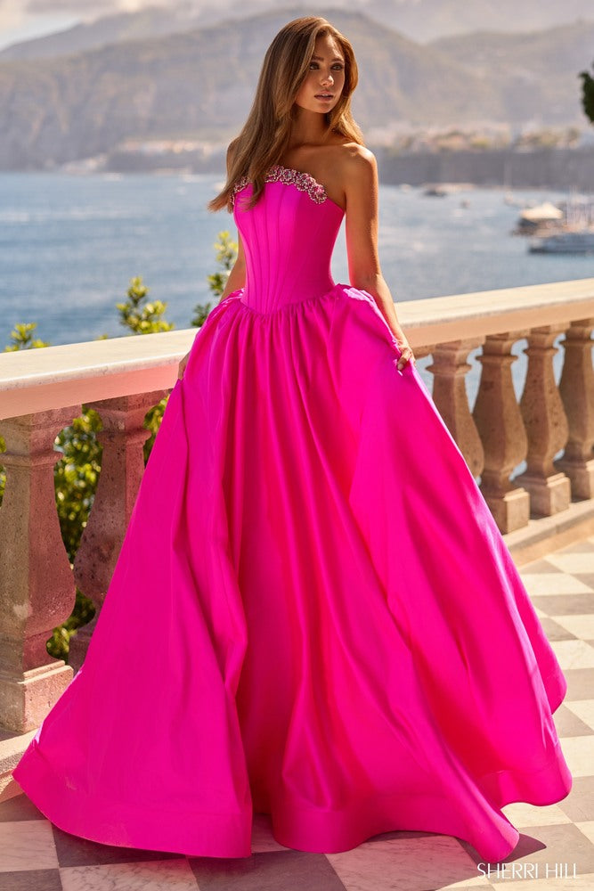 Sherri Hill 67229 Corset Straight Neck Prom Ballgown