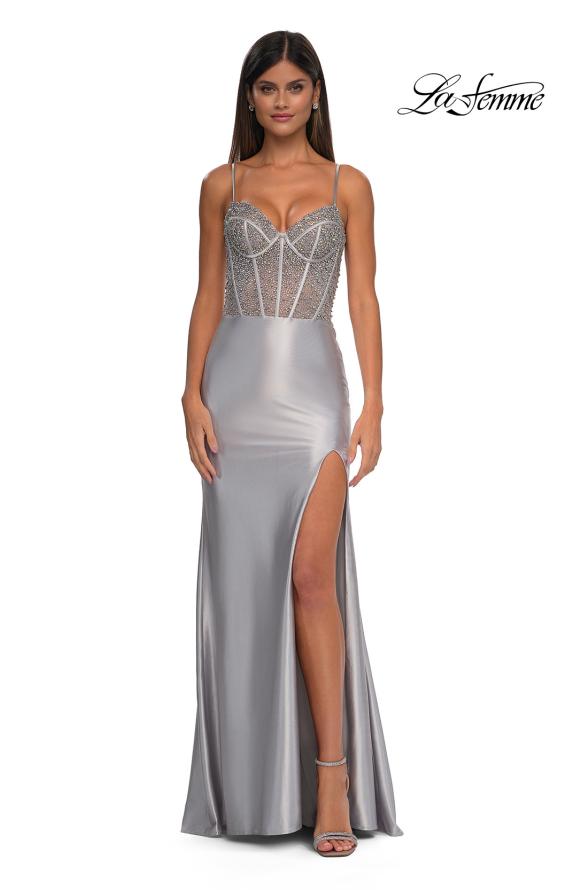La Femme 32691 - Rhinestone Embellished Corset Prom Gown