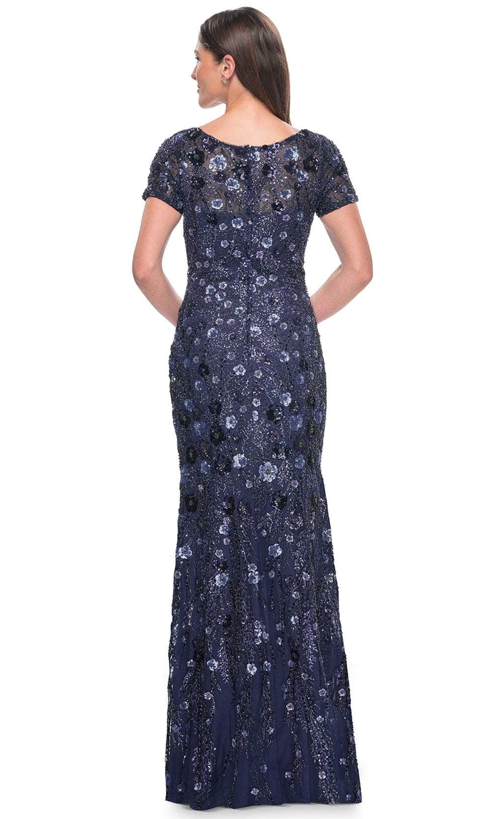 Sim - V-Neck Sparkling Floral Embellished Evening Dress Mother of the Bride Dresses